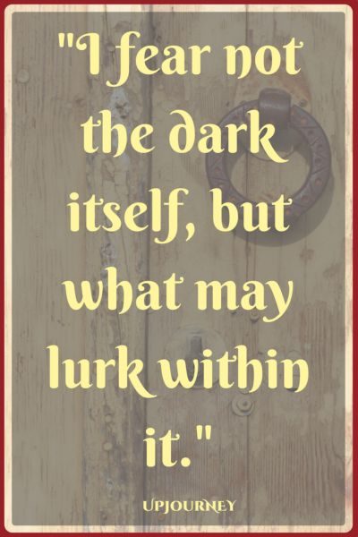 I fear not the dark itself, but what may lurk within it. #quotes #scary #horror #fear