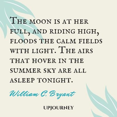 The moon is at her full, and riding high, Floods the calm fields with light. The airs that hover in the summer sky Are all asleep tonight. — William C. Bryant #moon #quotes #summer #sky