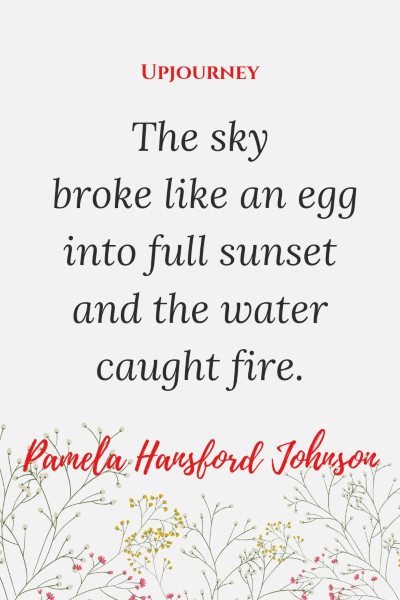 "The sky broke like an egg into full sunset and the water caught fire." — Pamela Hansford Johnson #sunset #quotes #sky