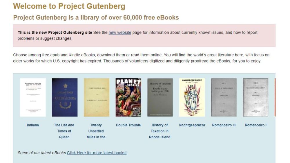 Project Guttenberg download free ebooks, epub, kindle