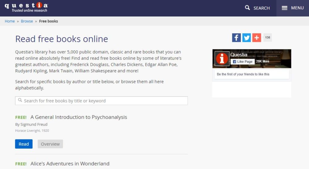 Questia download free classic rare books online