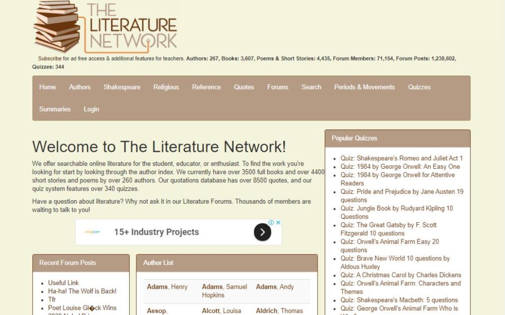 The Literature Network free classic literature, poems, plays, short stories