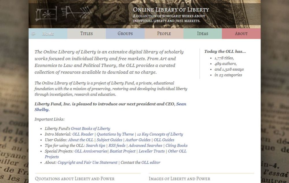 The Online Library of Library of Liberty free political library, scholarly books, research, education