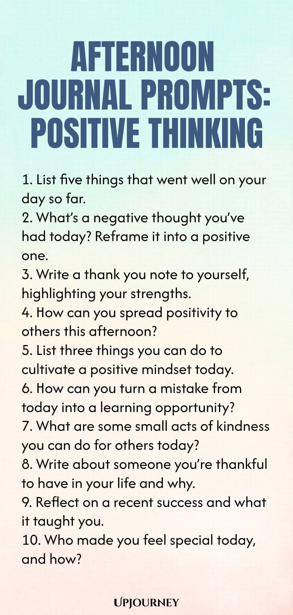 Afternoon Journal Prompts: Positive Thinking
