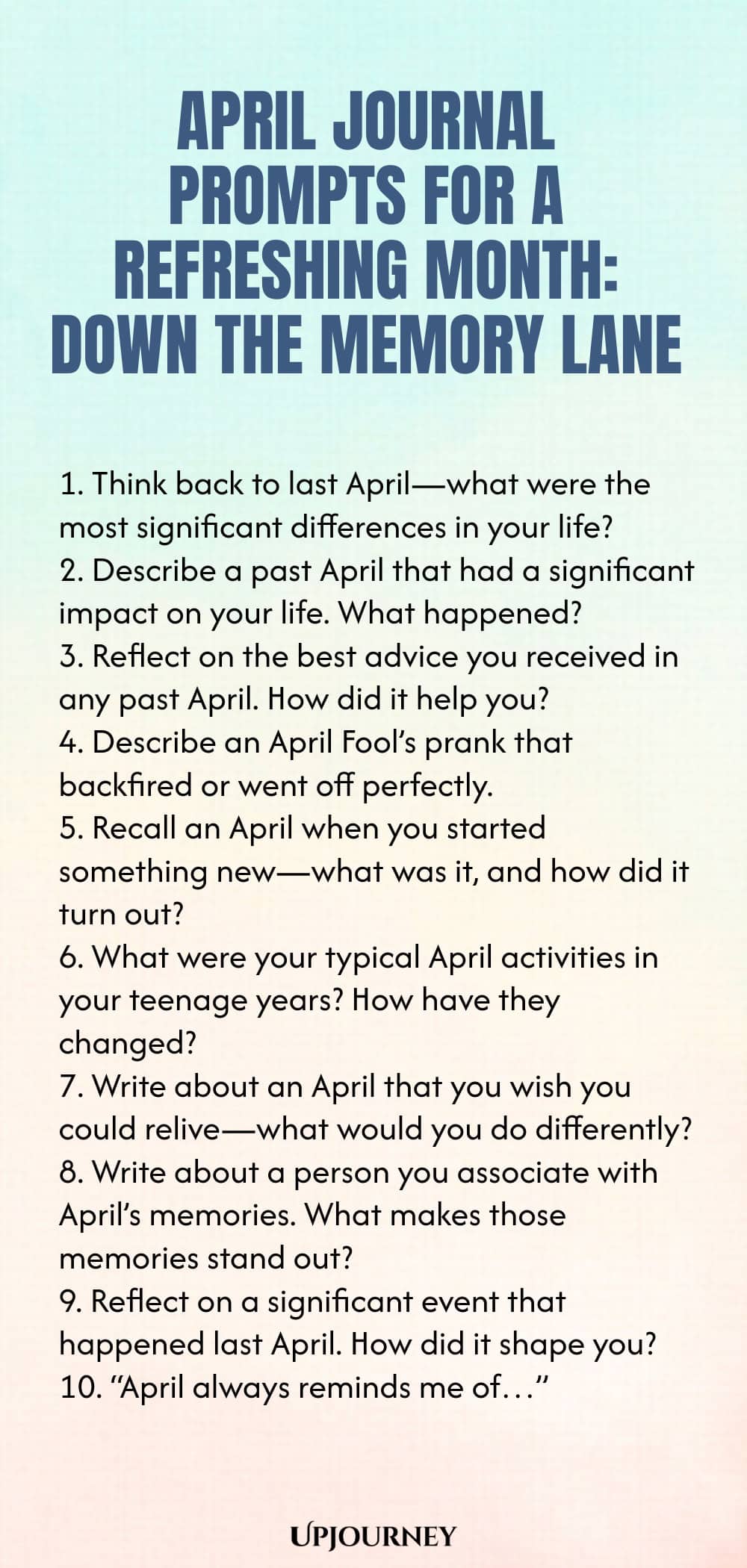 April Journal Prompts for a Refreshing Month: Down the Memory Lane