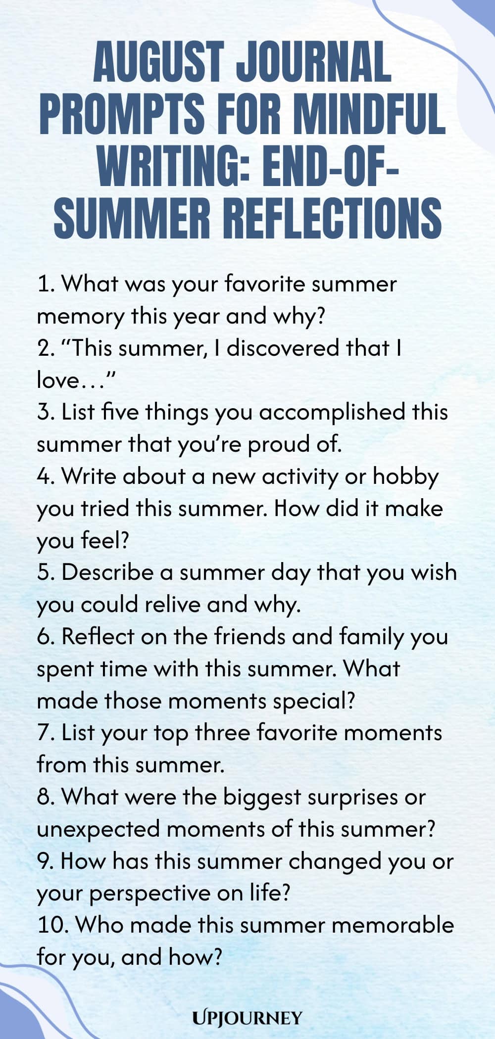 August Journal Prompts for Mindful Writing: End-of-Summer Reflections