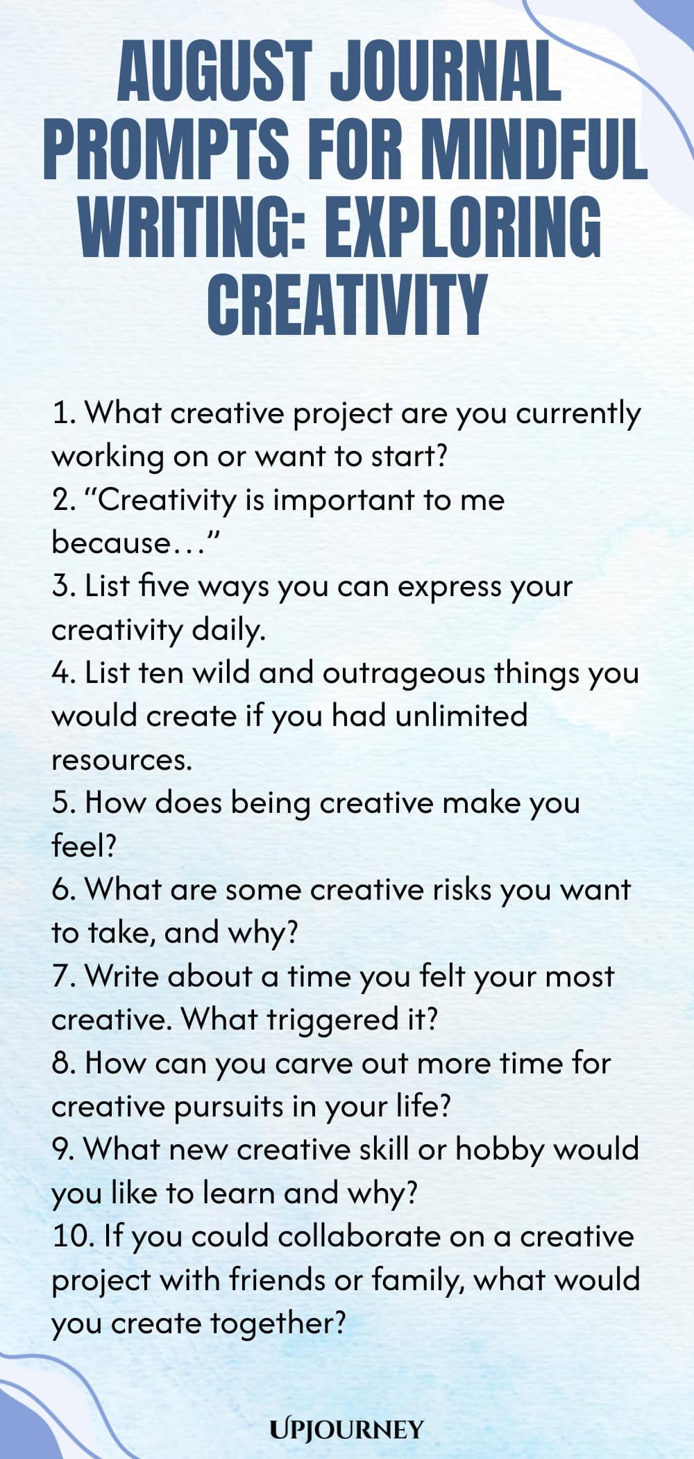 August Journal Prompts for Mindful Writing: Exploring Creativity