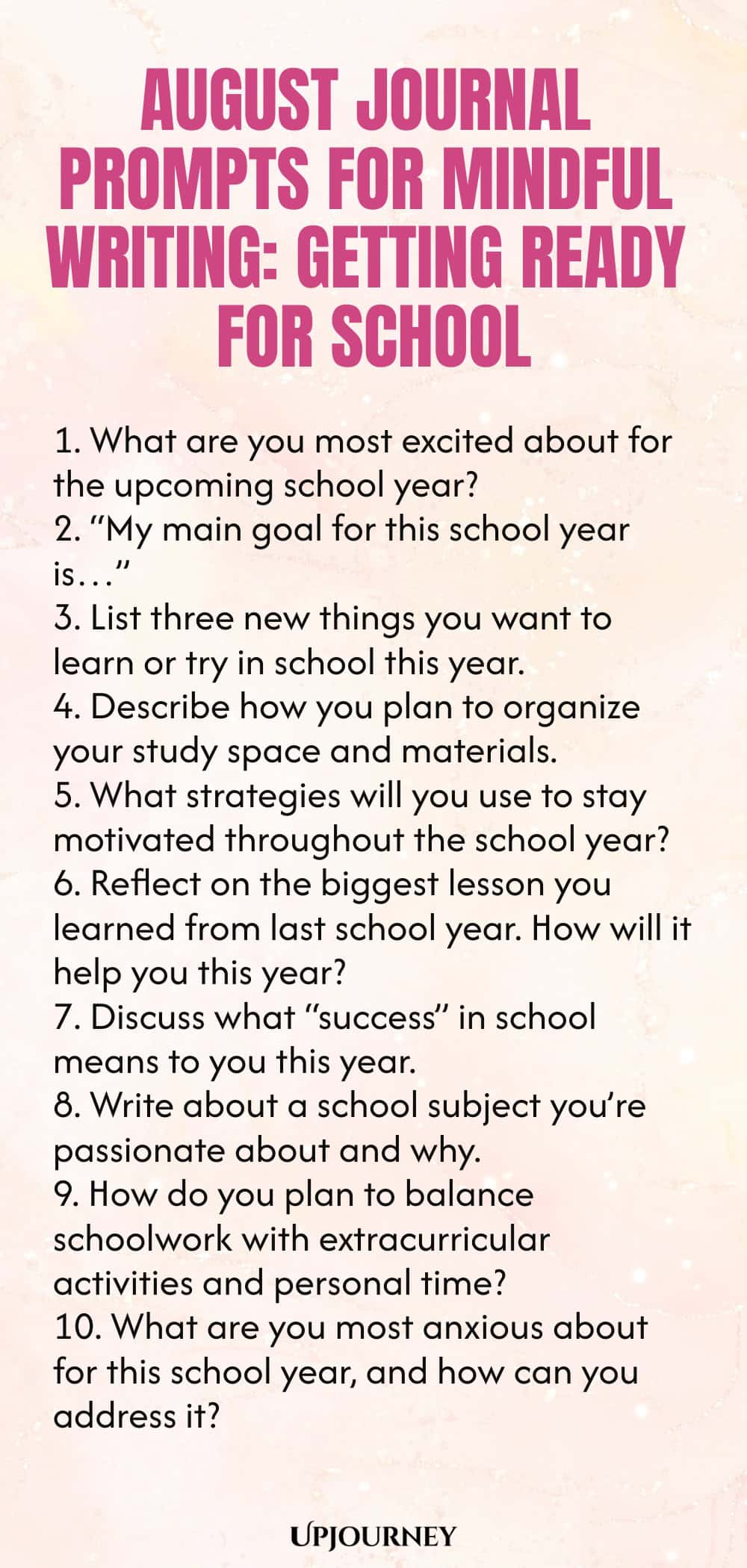 August Journal Prompts for Mindful Writing: Getting Ready for School