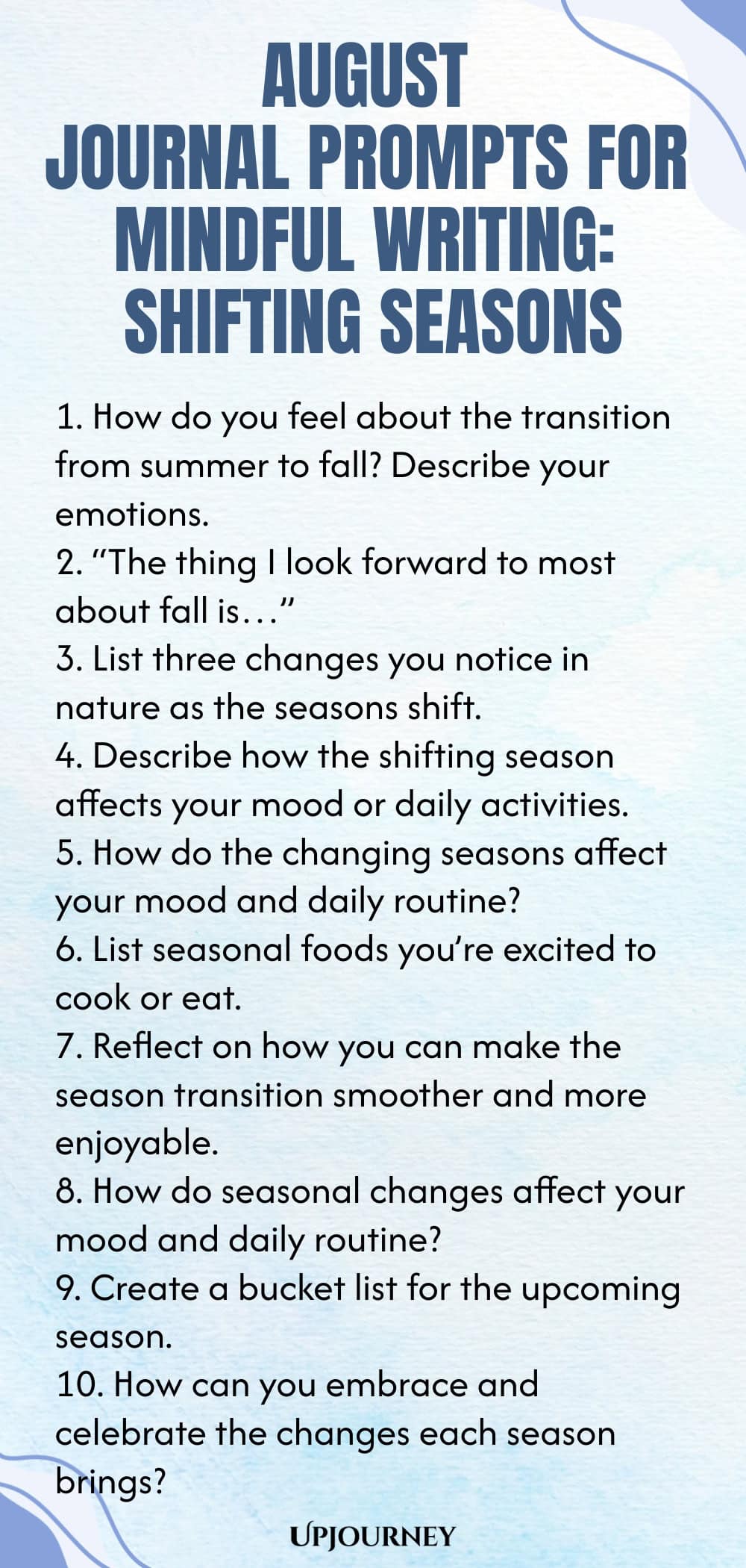 August Journal Prompts for Mindful Writing: Shifting Seasons