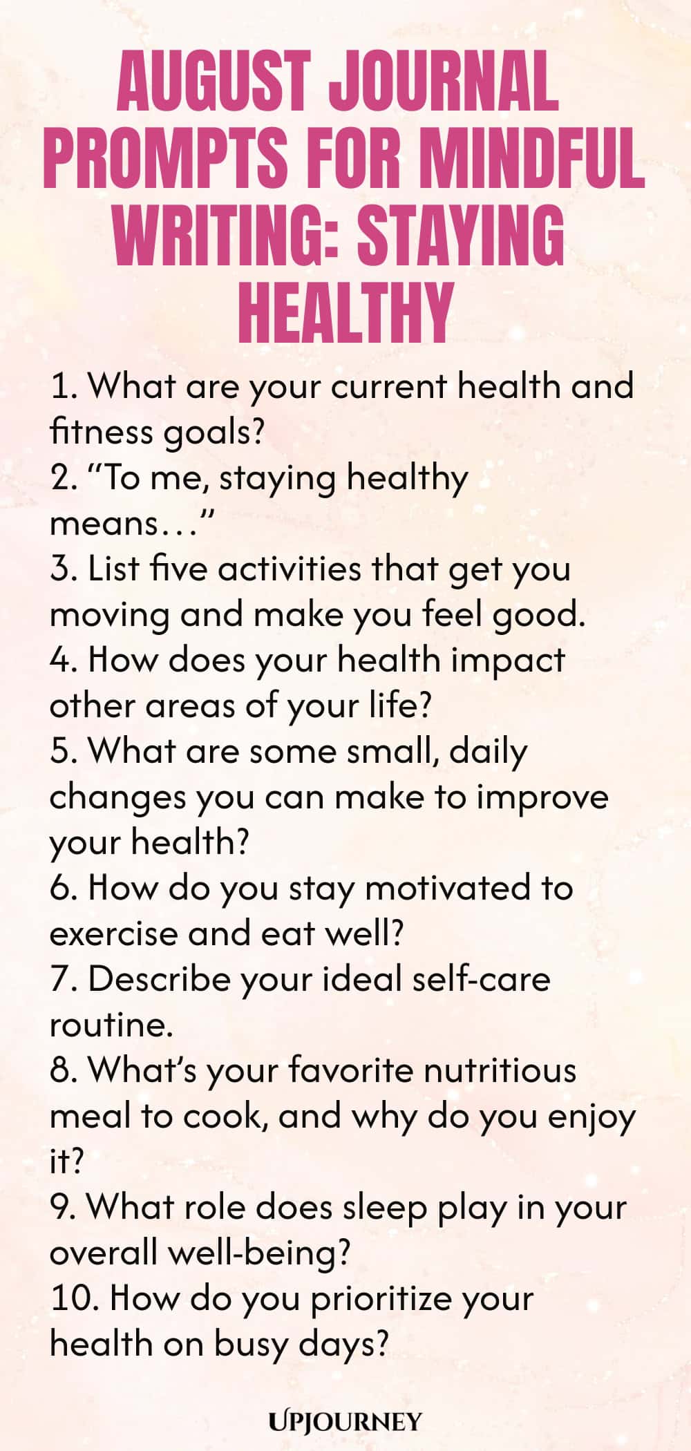 August Journal Prompts for Mindful Writing: Staying Healthy