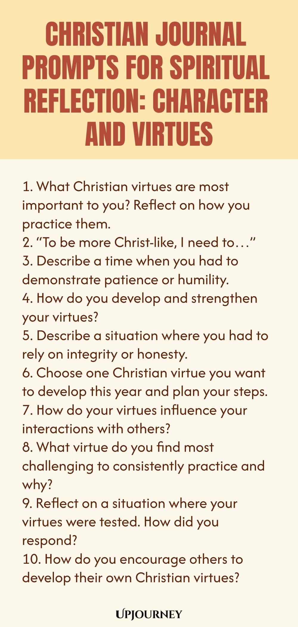 Christian Journal Prompts for Spiritual Reflection: Character and Virtues