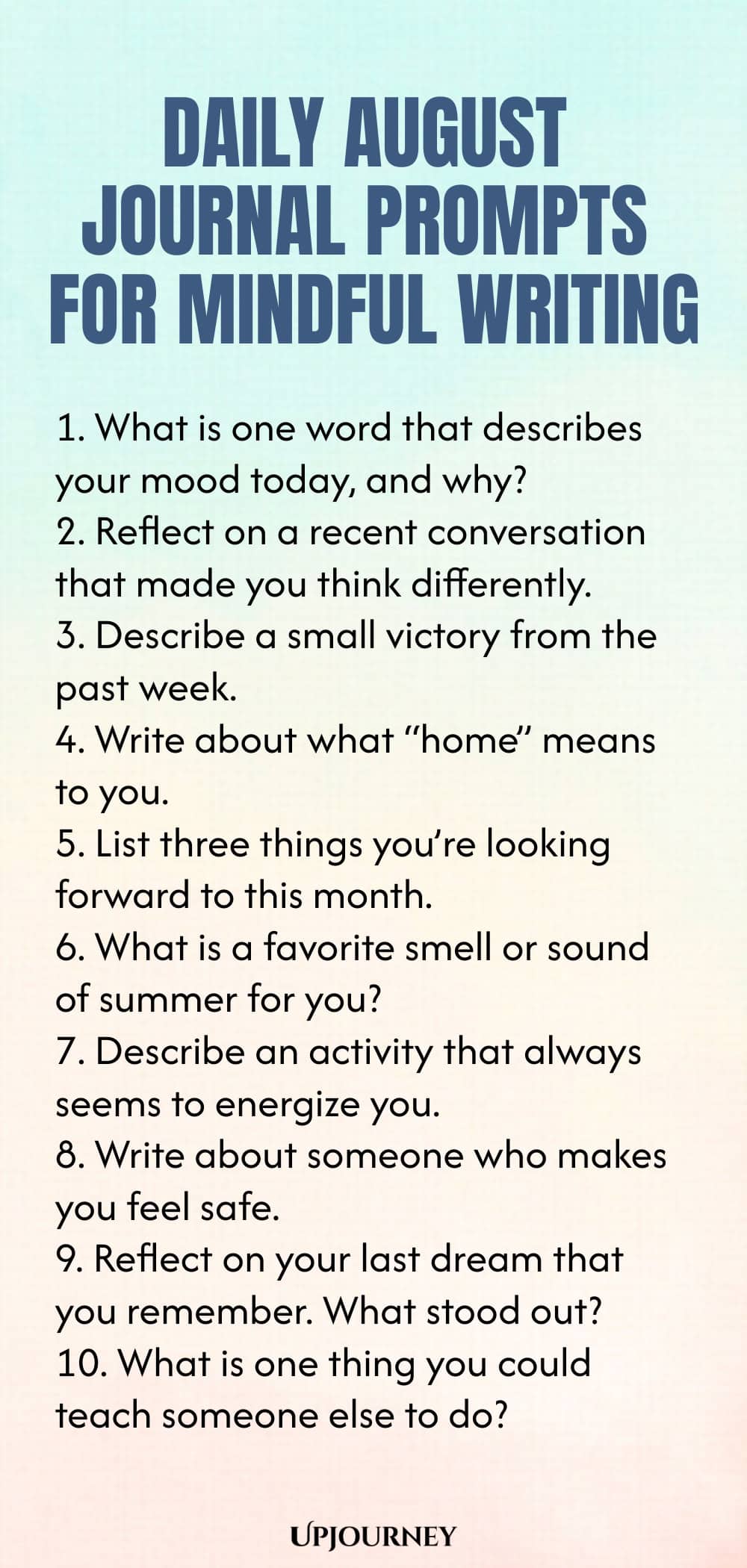 Daily August Journal Prompts for Mindful Writing