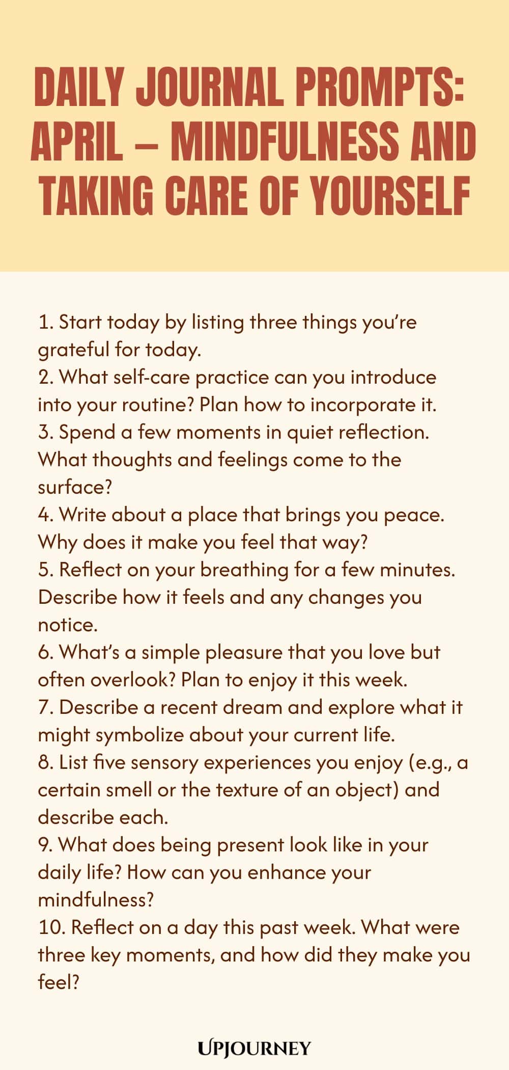 Daily Journal Prompts: April — Mindfulness and Taking Care of Yourself