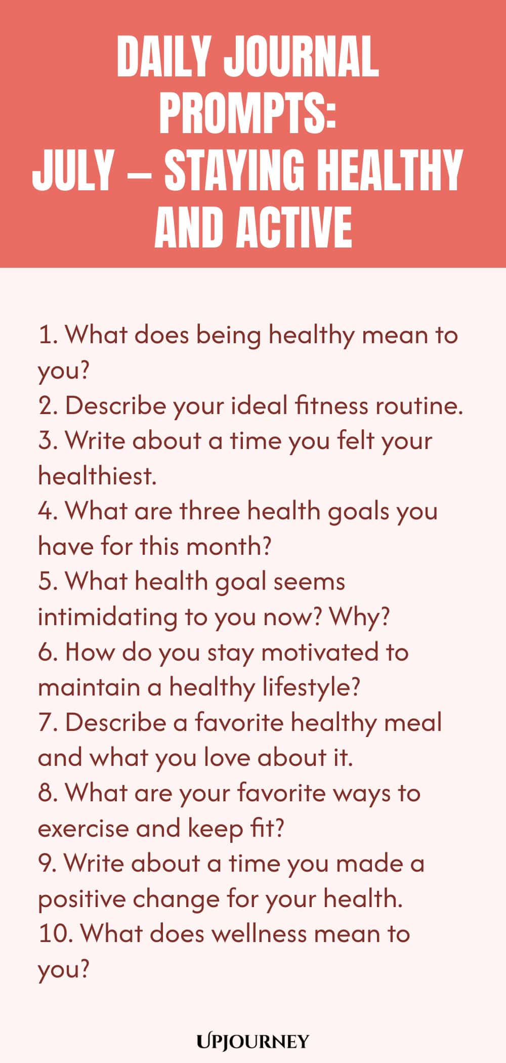 Daily Journal Prompts: July — Staying Healthy and Active