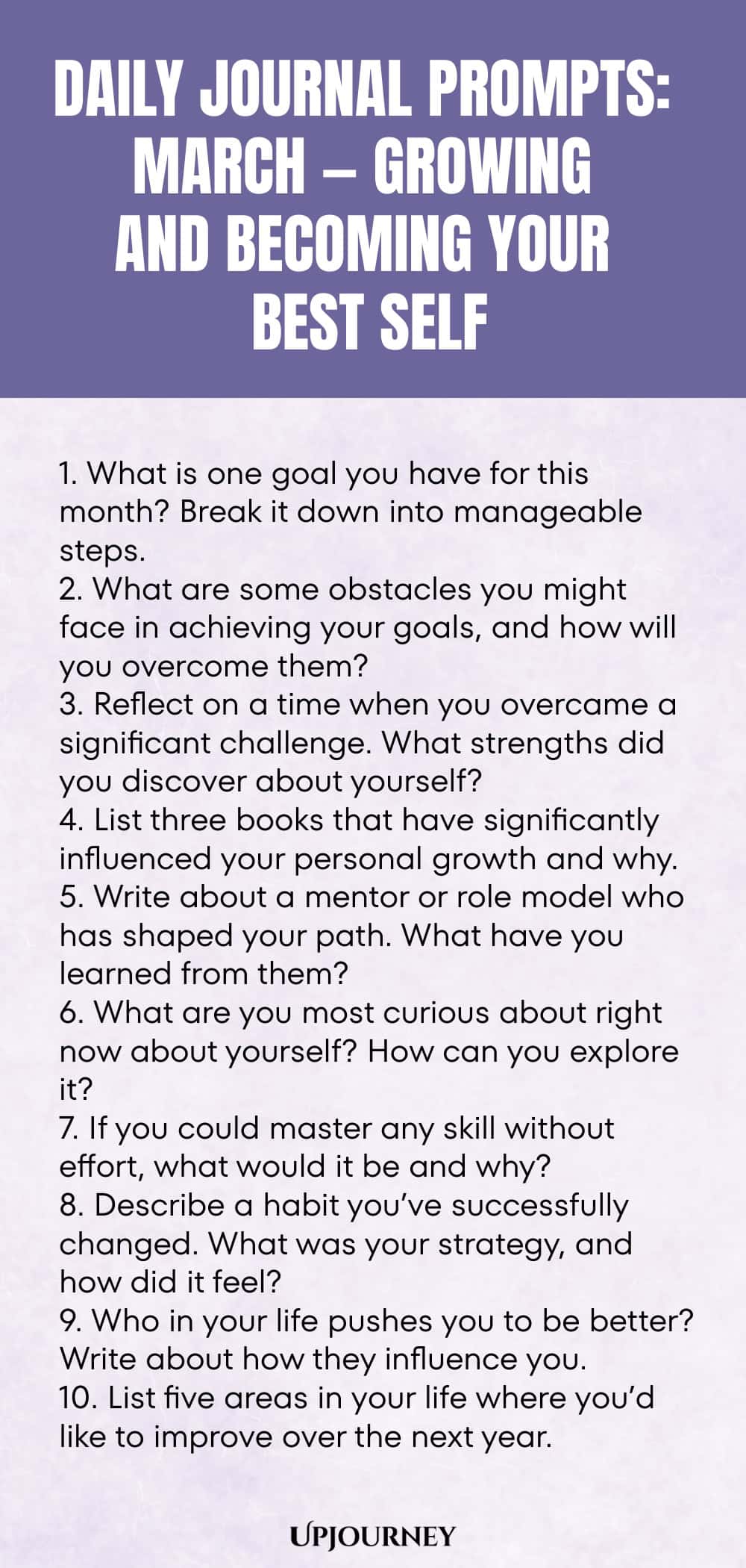 Daily Journal Prompts: March — Growing and Becoming Your Best Self