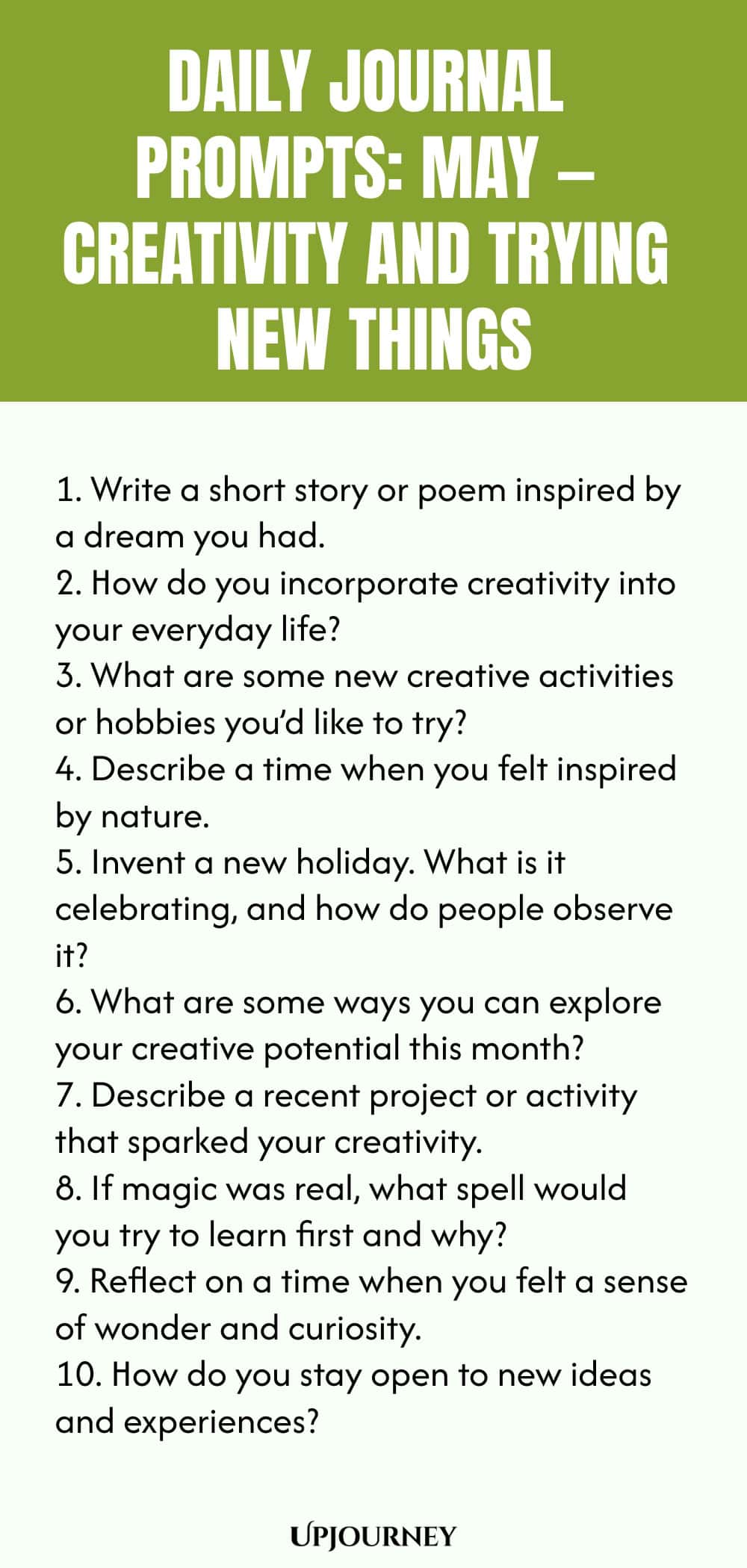 Daily Journal Prompts: May — Creativity and Trying New Things
