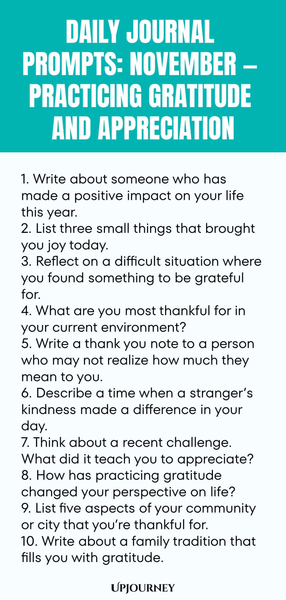 Daily Journal Prompts: November — Practicing Gratitude and Appreciation