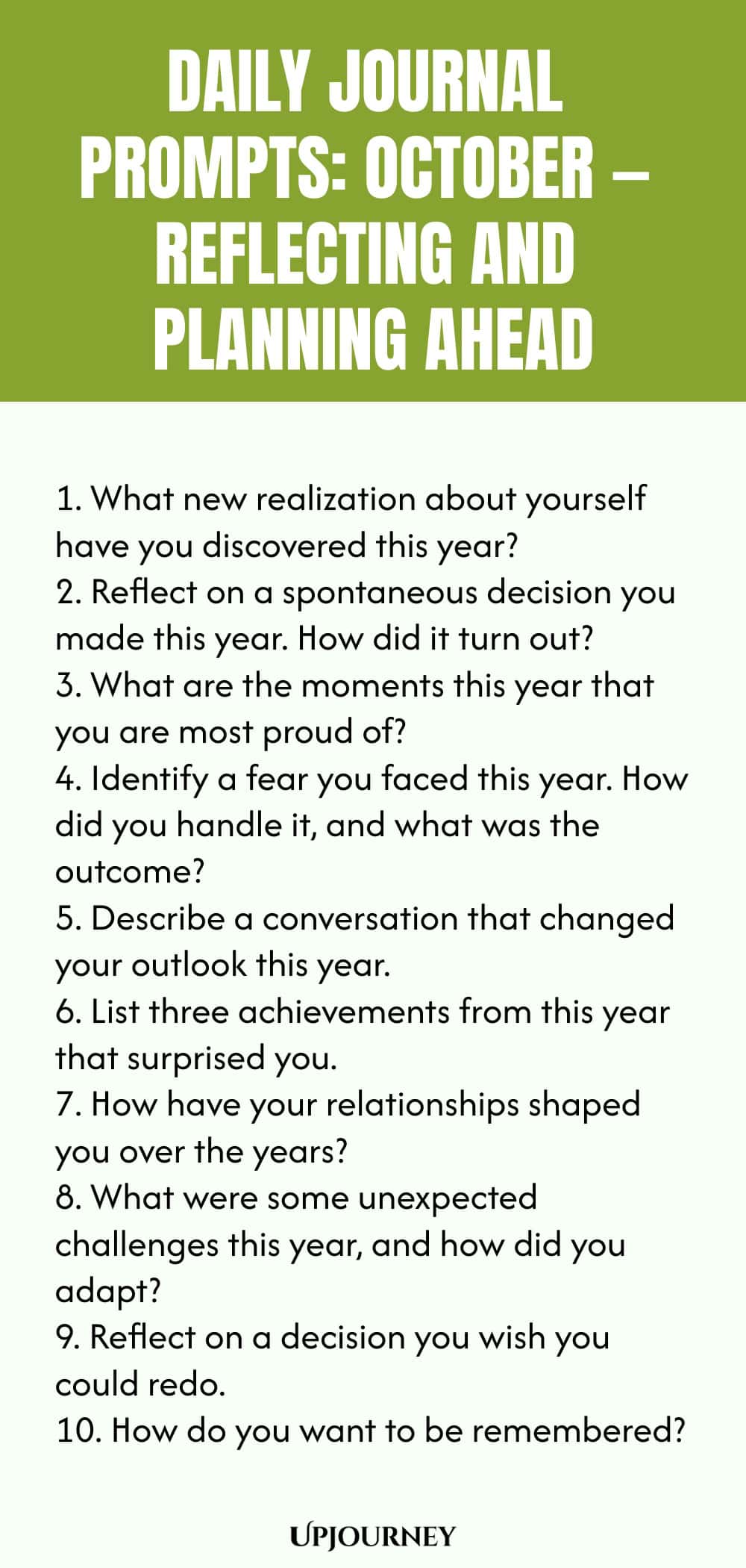 Daily Journal Prompts: October — Reflecting and Planning Ahead