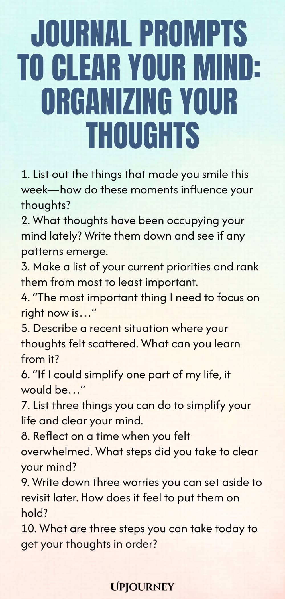 Journal Prompts to Clear Your Mind: Organizing Your Thoughts