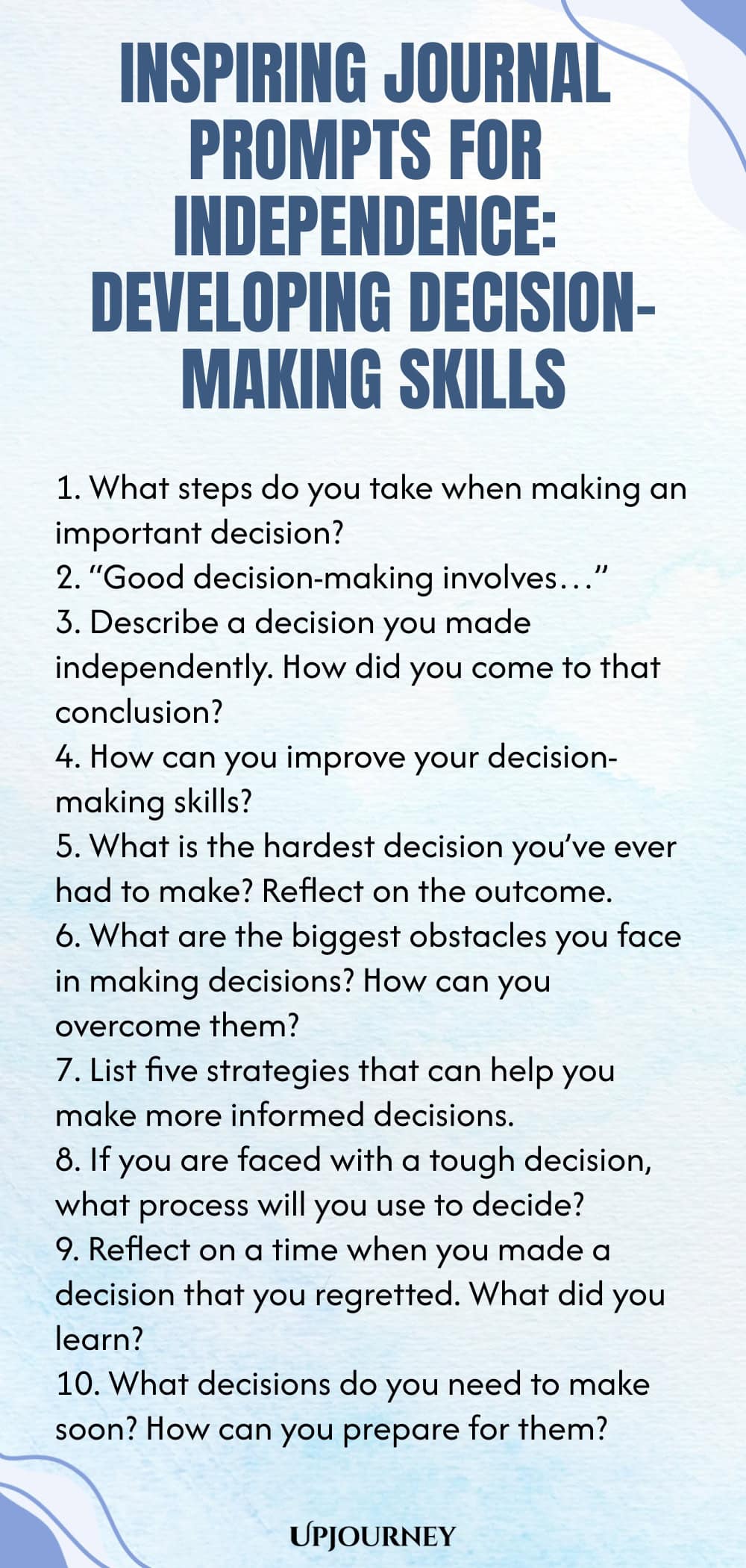 Inspiring Journal Prompts for Independence: Developing Decision-Making Skills