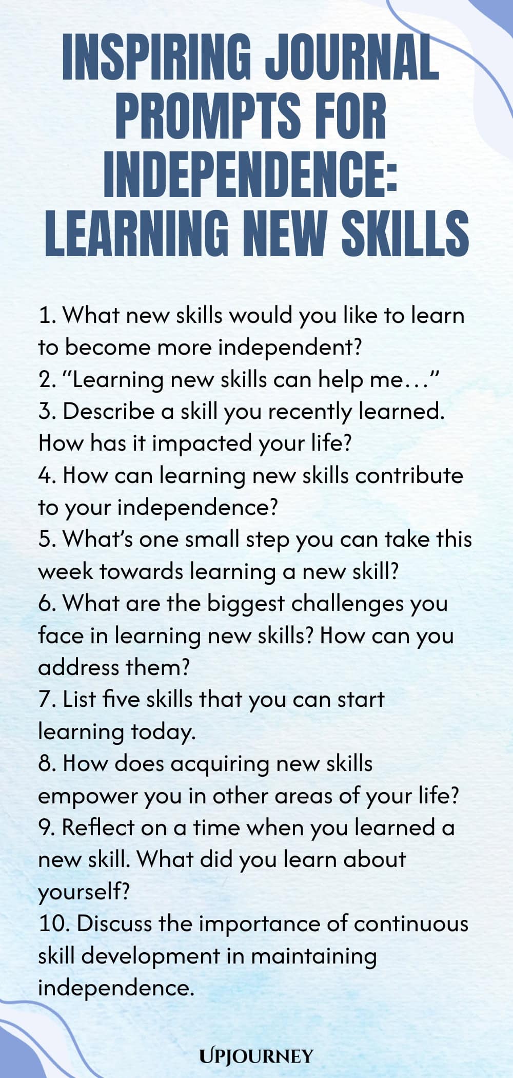 Inspiring Journal Prompts for Independence: Learning New Skills