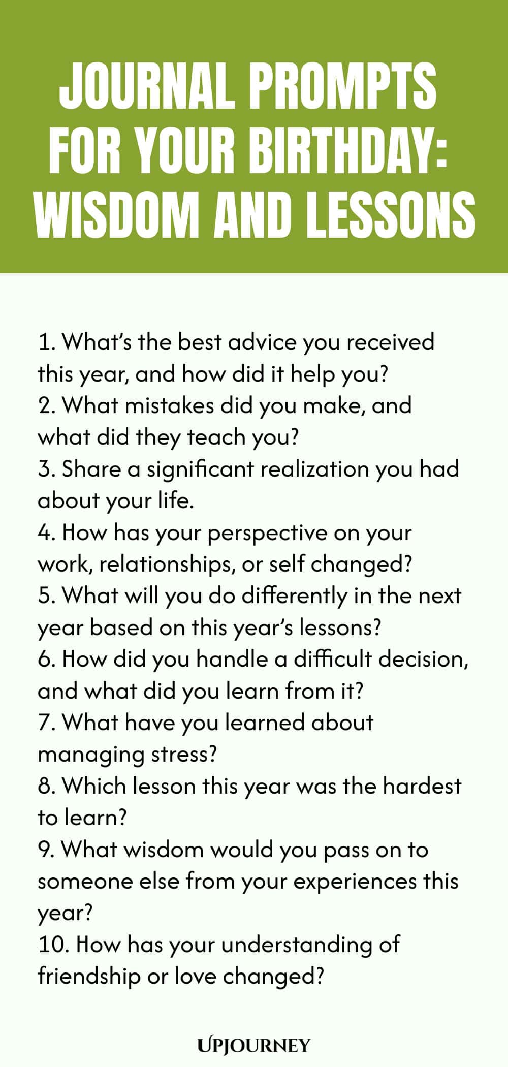 Journal Prompts for Your Birthday: Wisdom and Lessons
