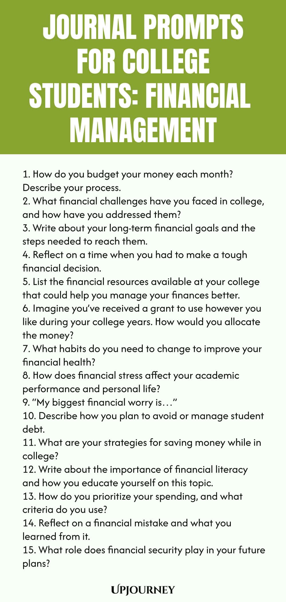 Journal Prompts for College Students: Financial Management