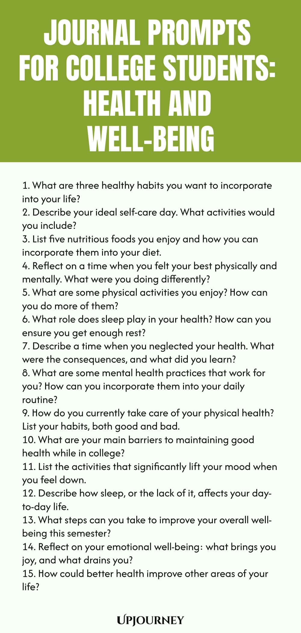 Journal Prompts for College Students: Health and Well-being