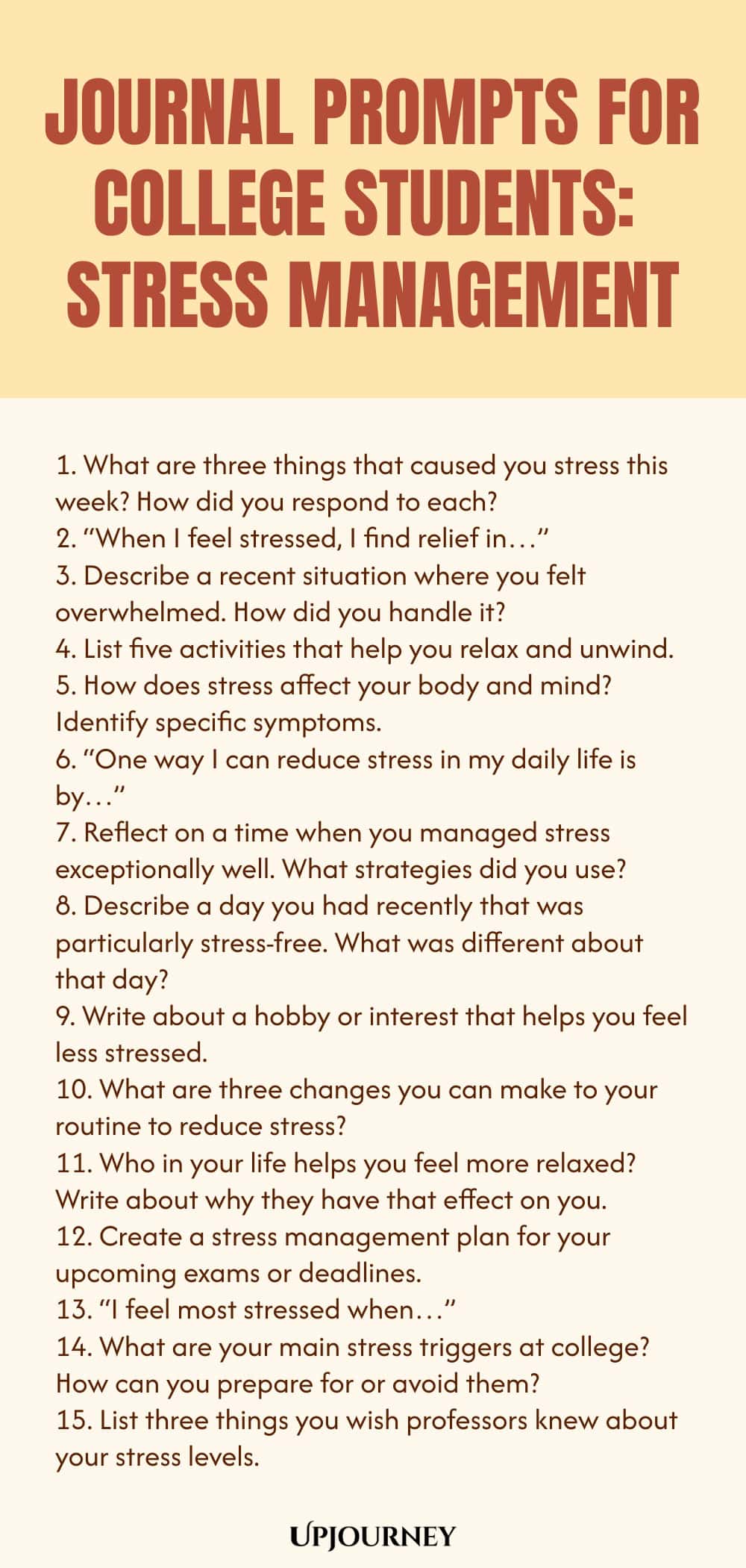Journal Prompts for College Students: Stress Management
