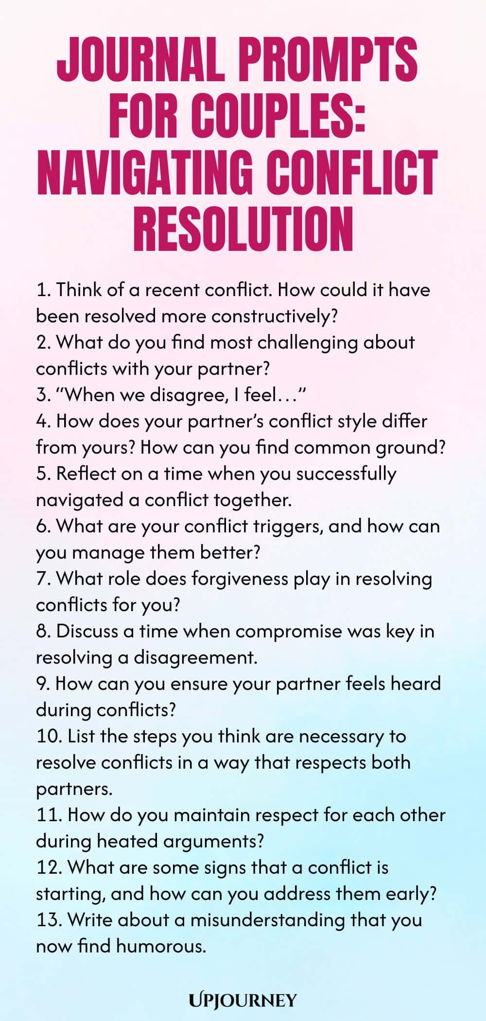 Journal Prompts for Couples: Navigating Conflict Resolution