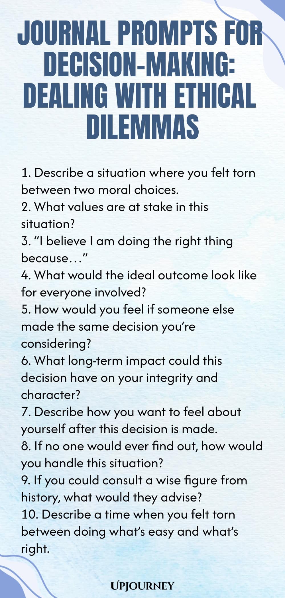 Journal Prompts for Decision-Making: Dealing with Ethical Dilemmas