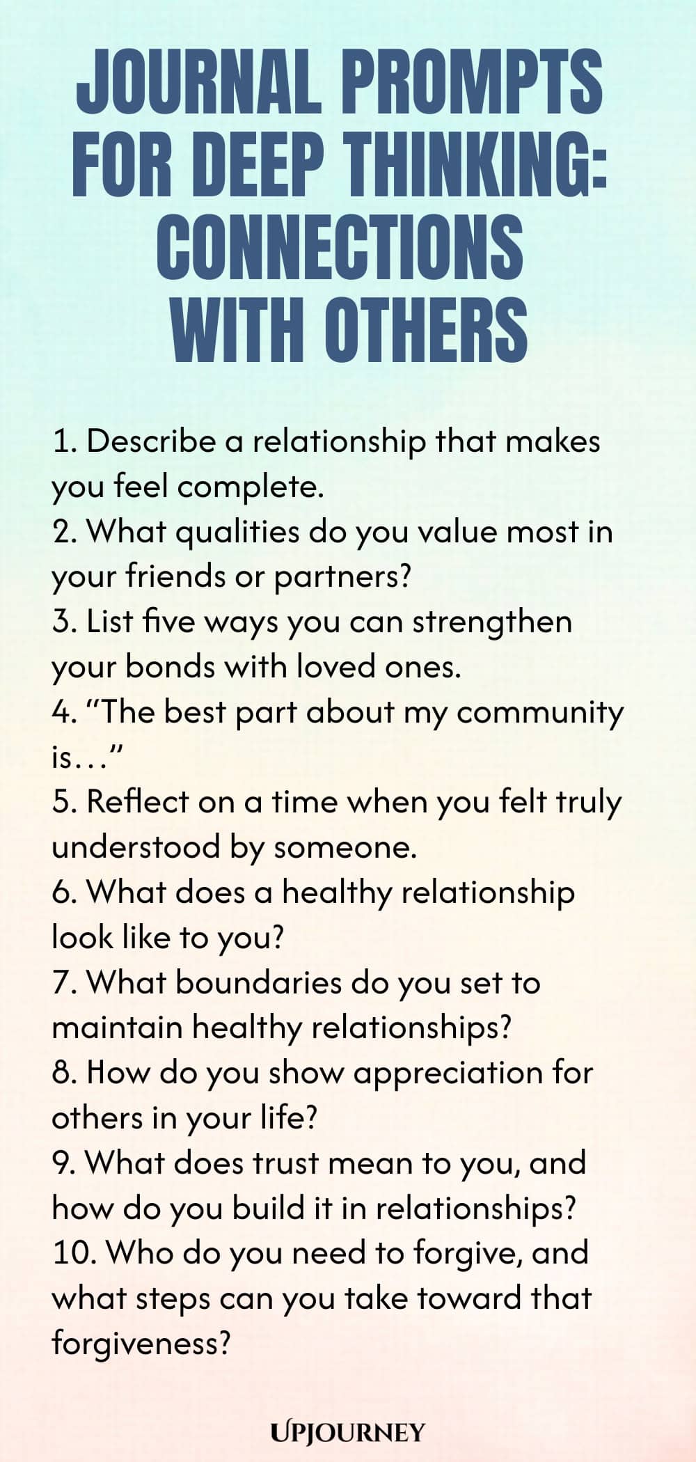 Journal Prompts for Deep Thinking: Connections with Others