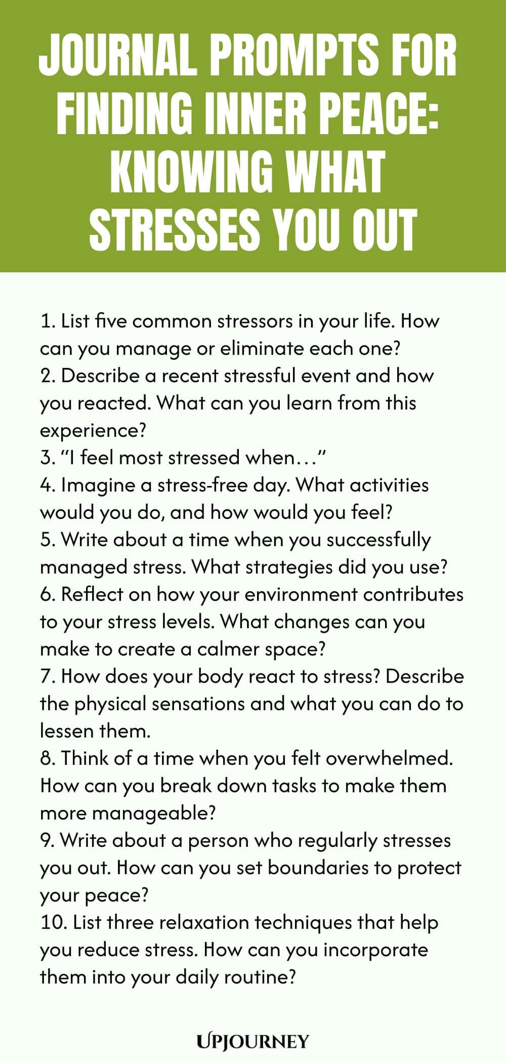 Journal Prompts for Finding Inner Peace: Knowing What Stresses You Out
