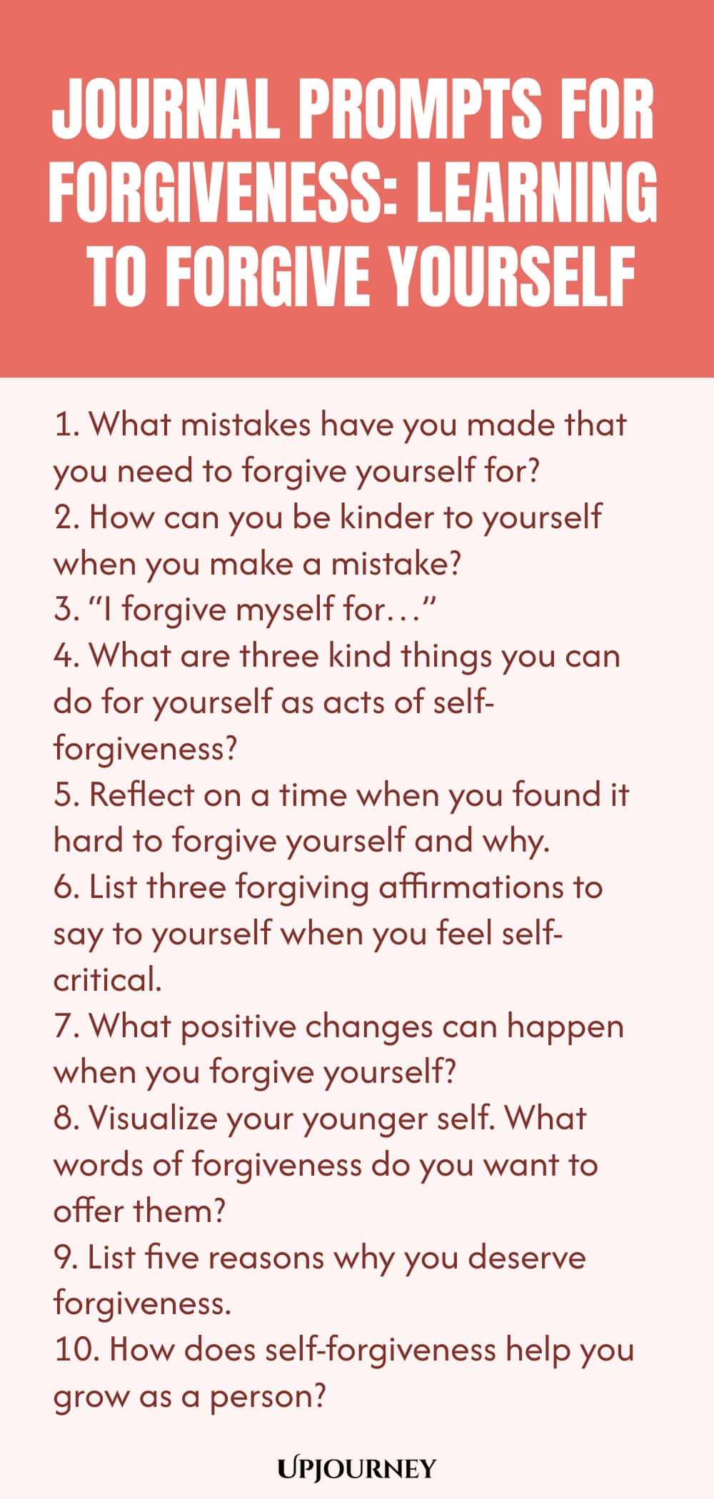 Journal Prompts for Forgiveness: Learning to Forgive Yourself