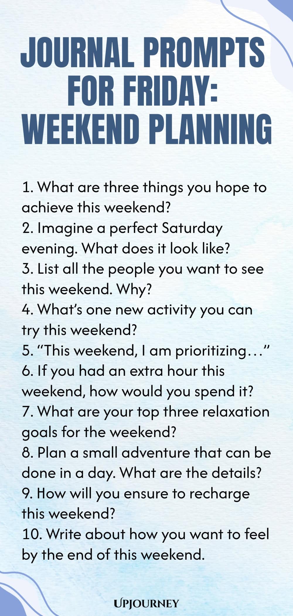 Journal Prompts for Friday: Weekend Planning