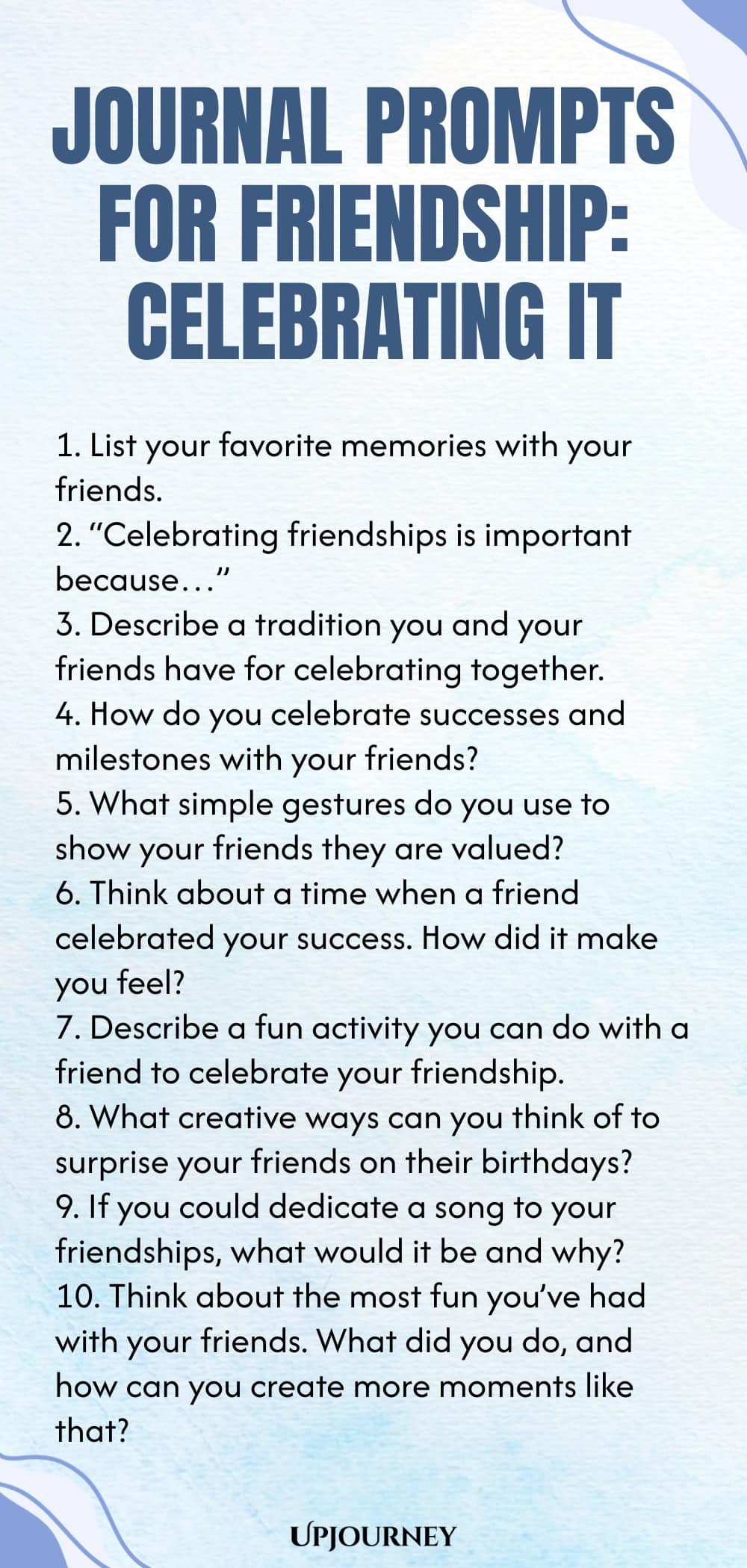 Journal Prompts for Friendship: Celebrating It