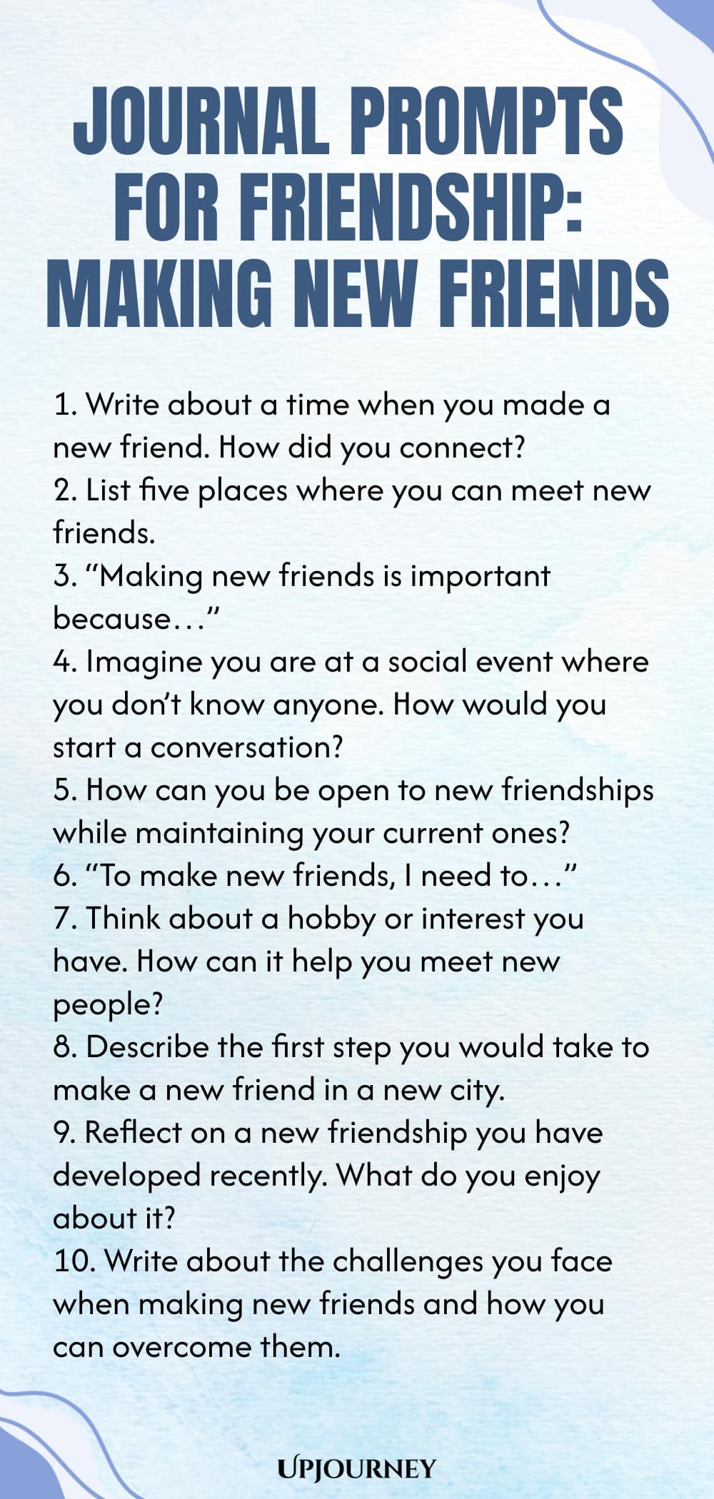 Journal Prompts for Friendship: Making New Friends