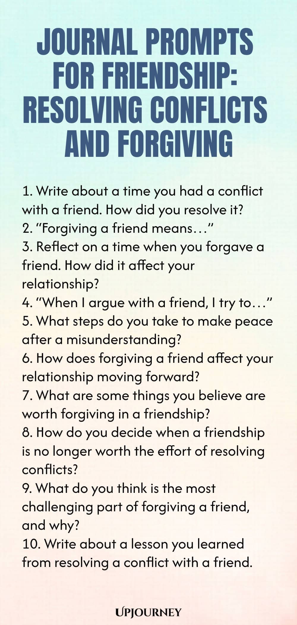 Journal Prompts for Friendship: Resolving Conflicts and Forgiving