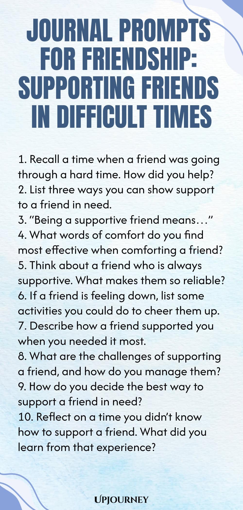 Journal Prompts for Friendship: Supporting Friends in Difficult Times