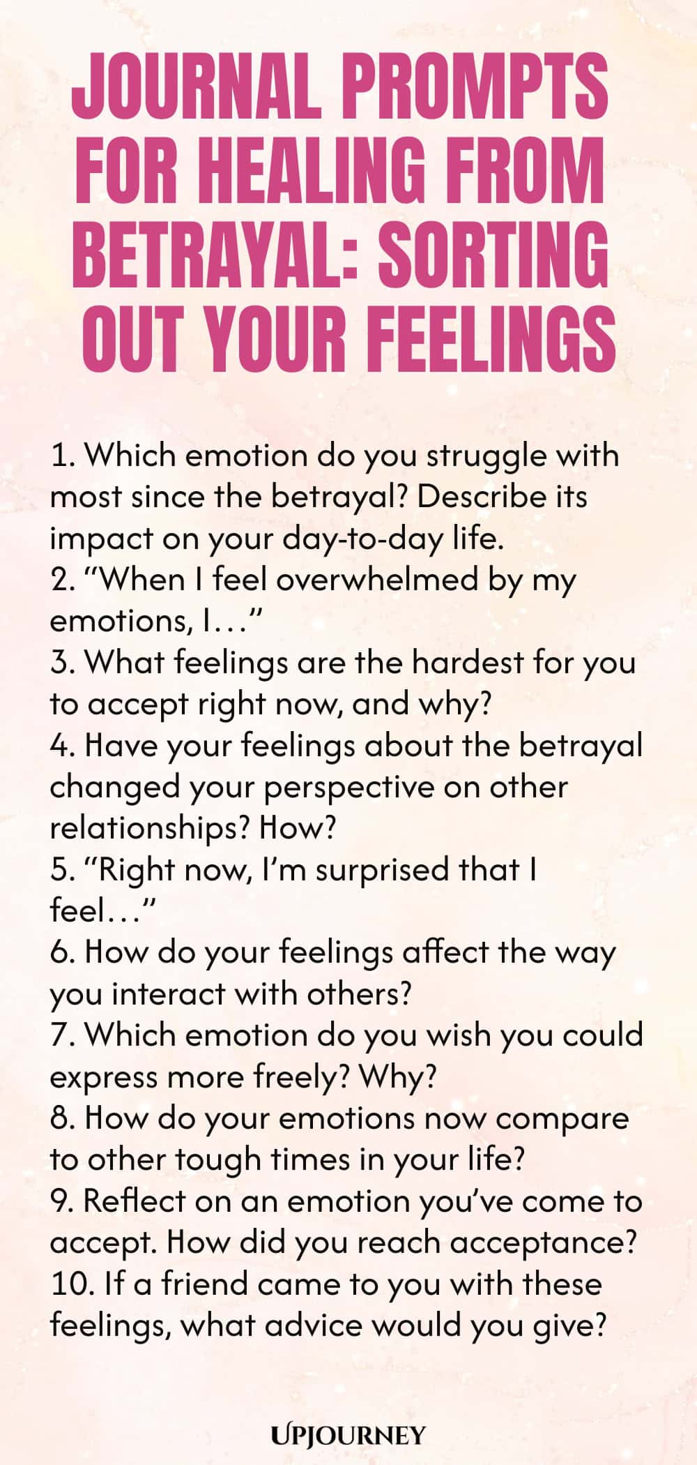 Journal Prompts for Healing from Betrayal: Sorting Out Your Feelings