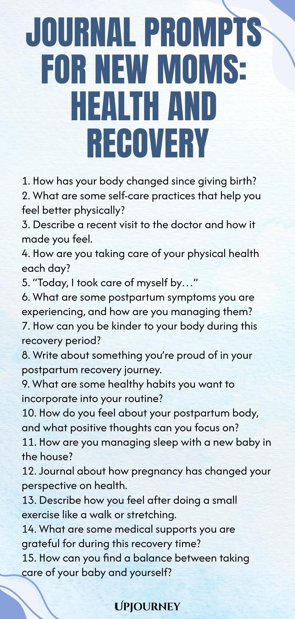Journal Prompts for New Moms: Health and Recovery