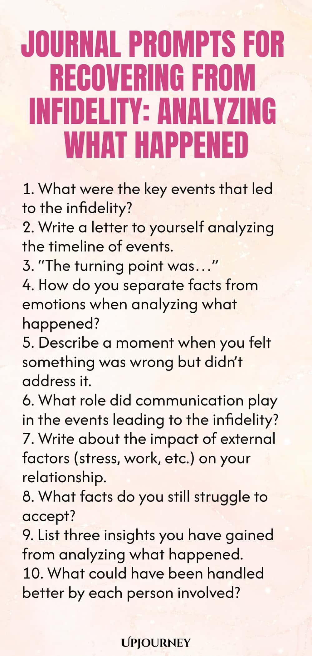 Journal Prompts for Recovering from Infidelity: Analyzing What Happened