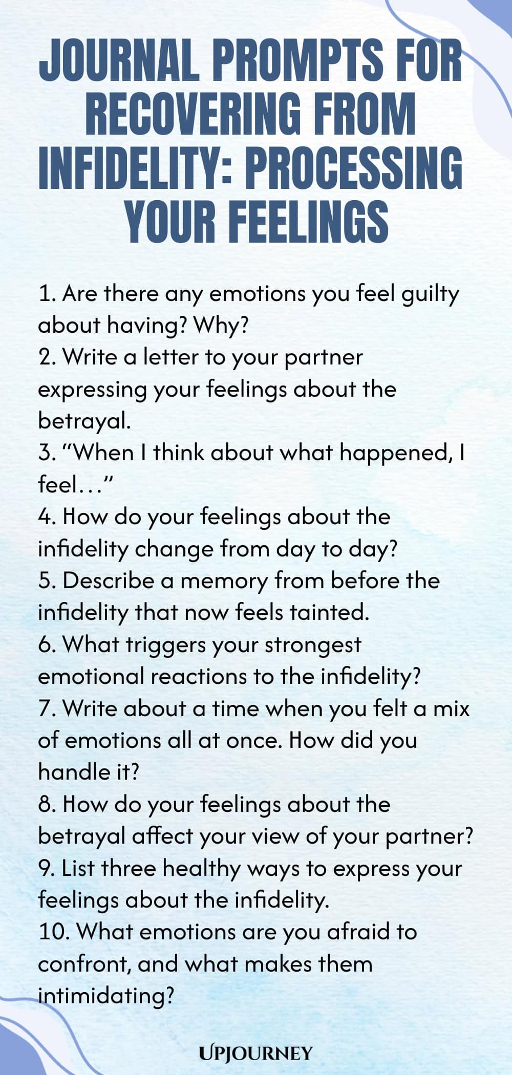 Journal Prompts for Recovering from Infidelity: Processing Your Feelings