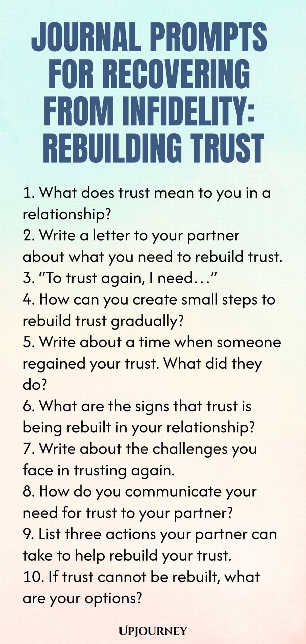 Journal Prompts for Recovering from Infidelity: Rebuilding Trust