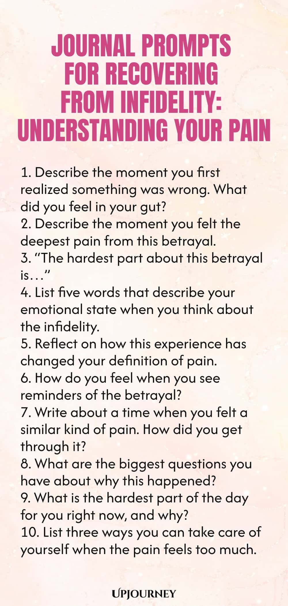 Journal Prompts for Recovering from Infidelity: Understanding Your Pain