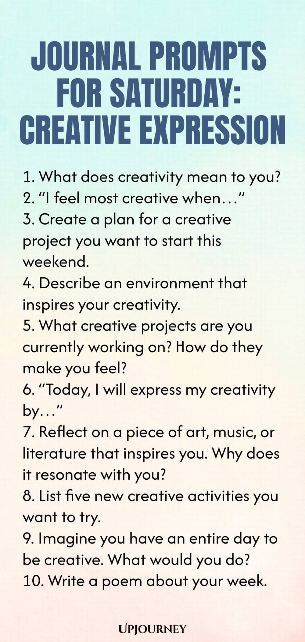 Journal Prompts for Saturday: Creative Expression