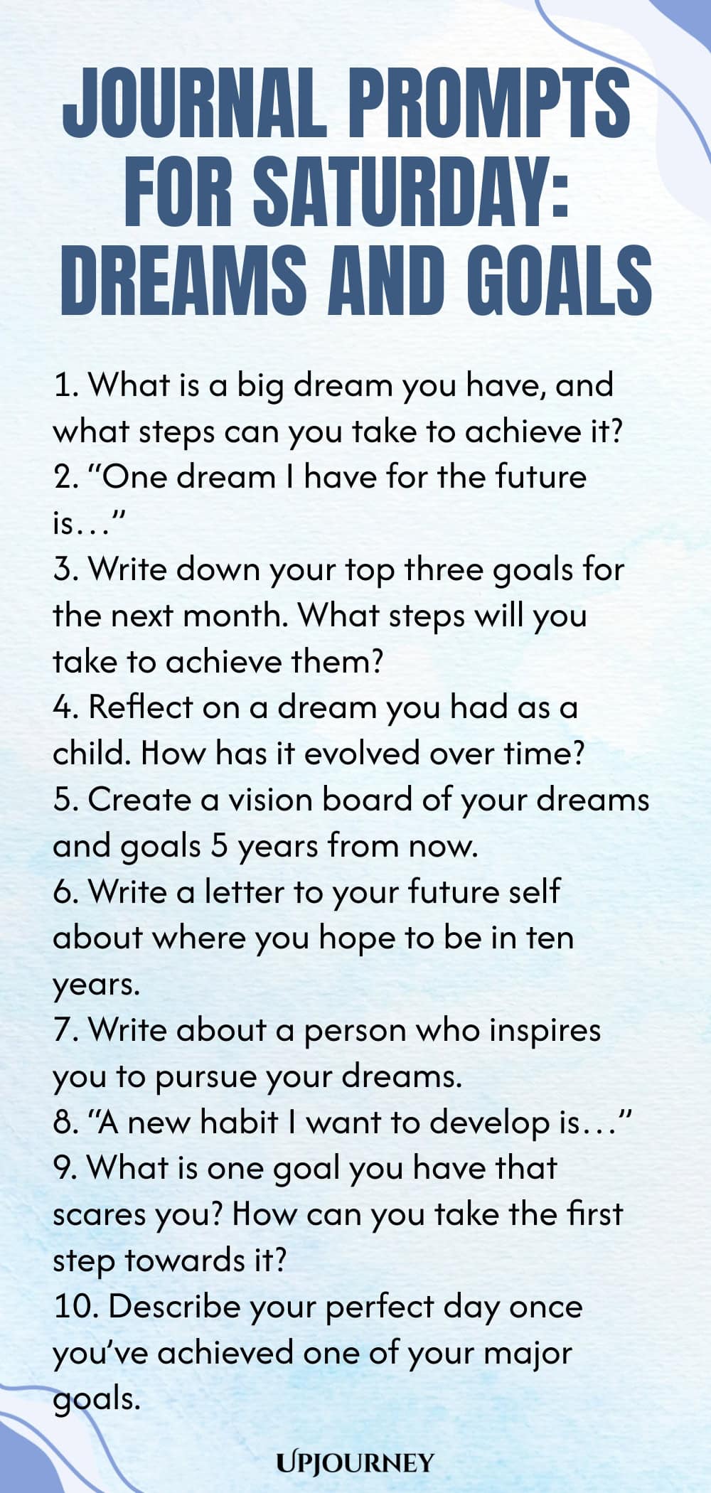 Journal Prompts for Saturday: Dreams and Goals