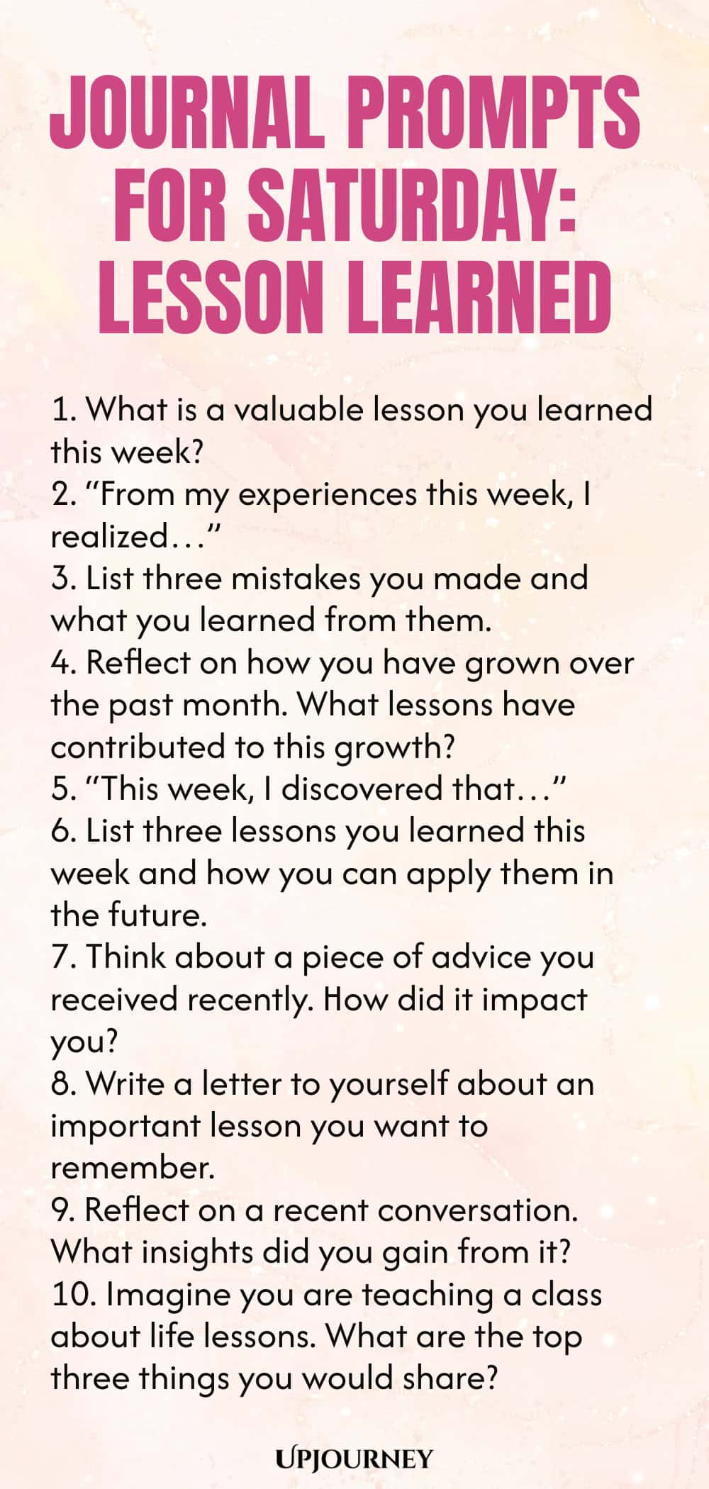 Journal Prompts for Saturday: Lesson Learned