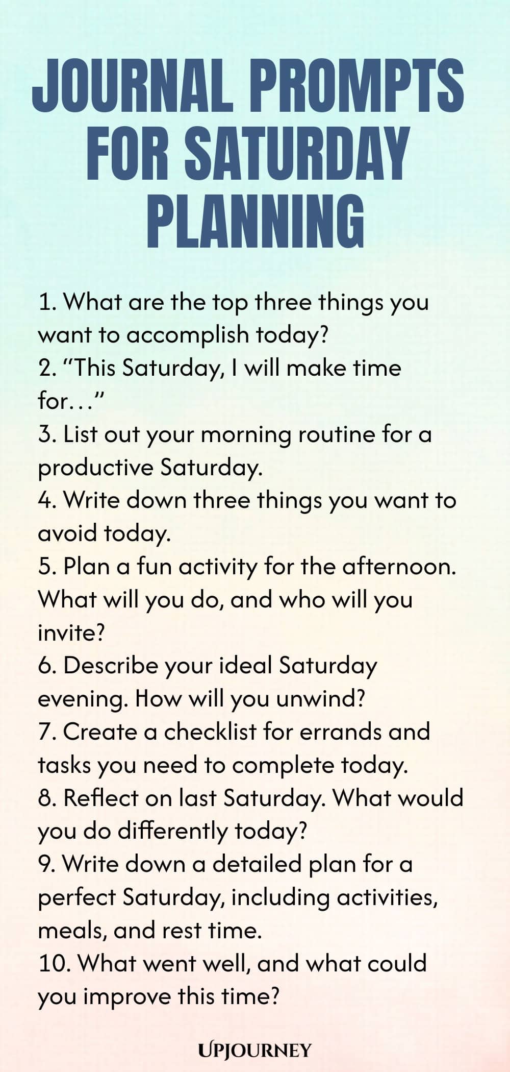 Journal Prompts for Saturday Planning
