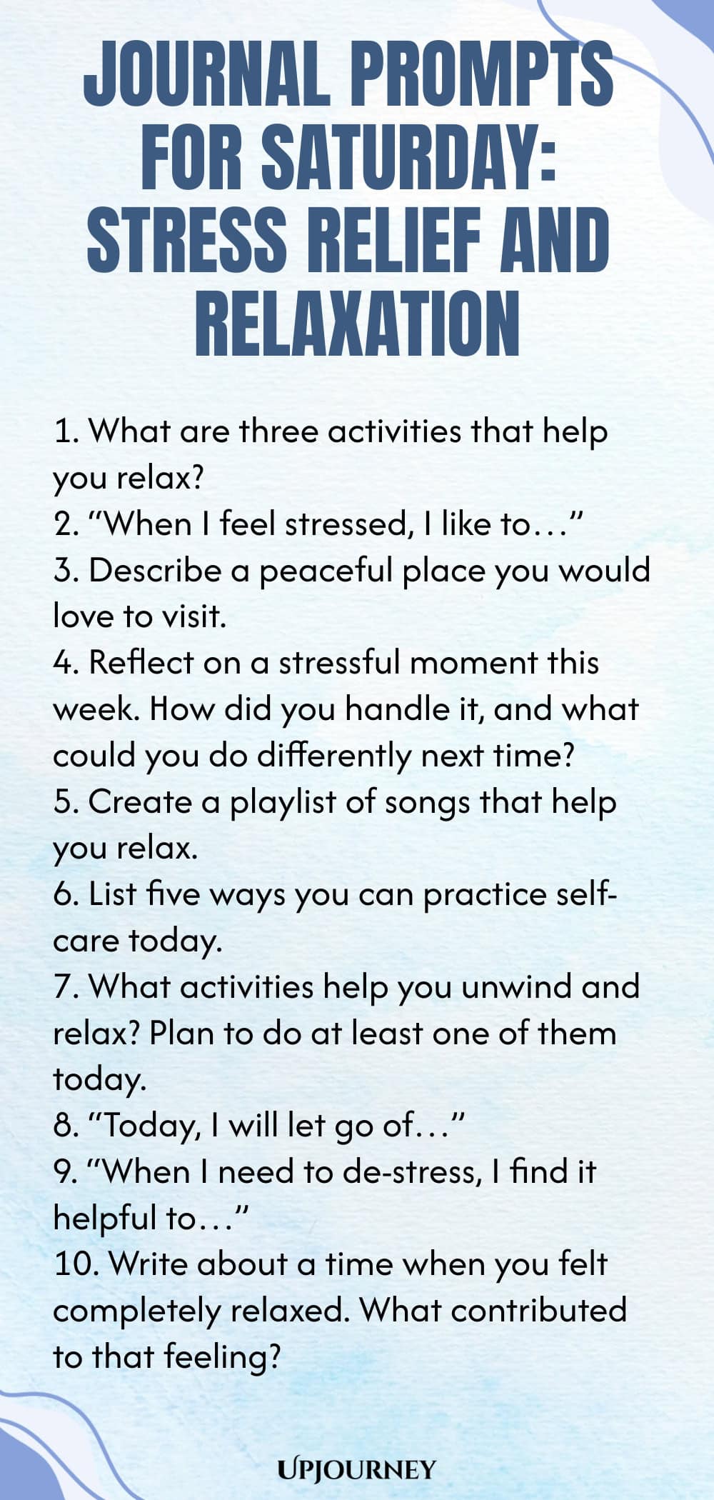 Journal Prompts for Saturday: Stress Relief and Relaxation